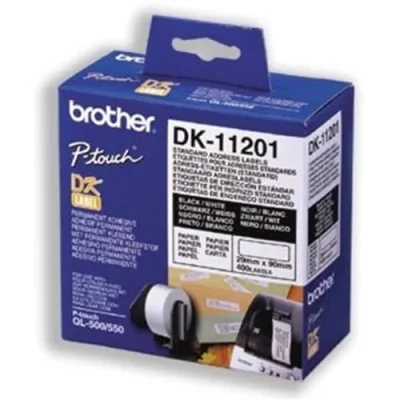 Brother DK11201 400 Etichette Adesive Bianco Opaco 29X90MM per QL500-QL500A-QL550-QL560VP-QL570-QL580N-QL650TD-QL1050-QL1060N