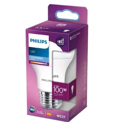 Philips Lampadina LED a Goccia 100W E27 6500K Consumo 12.5W Luce Fredda