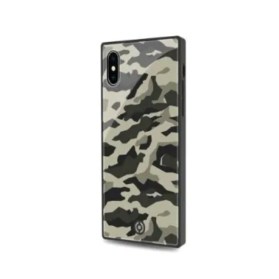 Celly Apple iPHONE XS/X Custodia in Tpu + Vetro Temperato Mimetico Grigio