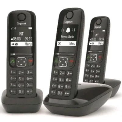 Gigaset AS690 Trio Cordless DECT + 2 Aggiuntivi Black