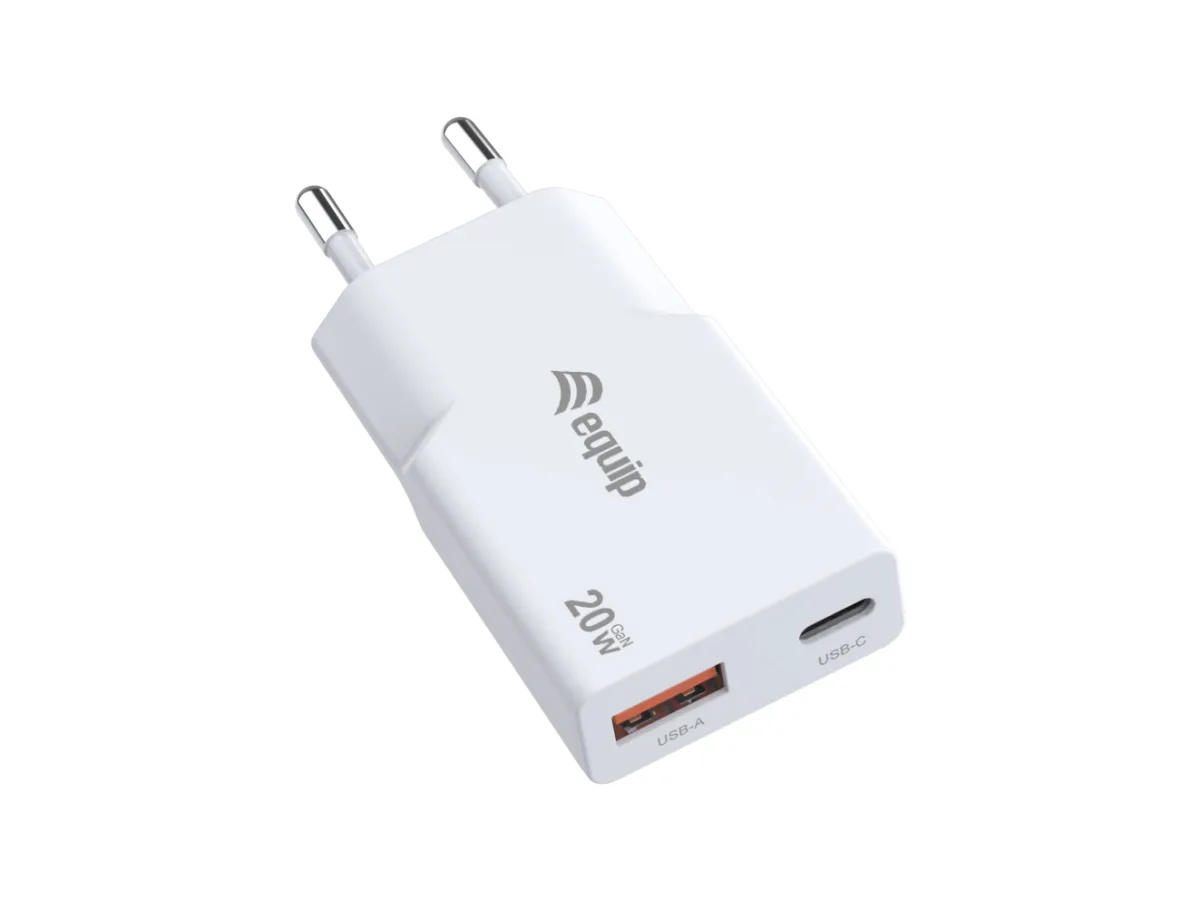 ALIMENTATORE 20W GAN 2 PORTE SLIM W 1*USB C+1*USB A QC+PD3.0