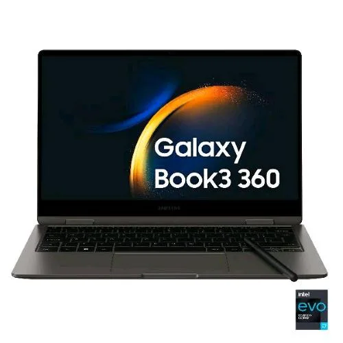 Samsung Galaxy BOOK3 360 NP750QFG-KA4IT 15.6" Amoled Touch Screen S Pen Inclusa i7-1360P RAM 16GB-SSD 512GB NVMe-Iris Xe Graphics-Wi-Fi 6E-Win 11 Home Grafite