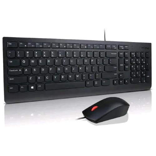 Lenovo Essential Wired Keyboard And Mouse Combo Tastiera USB Layout Italiano con Tasto Copilot Integrato + Mouse USB Nero