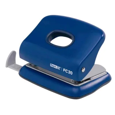 Rapid FC20 Perforatore 2 Fori in Acciaio Capacita' Foratura 20 Fogli Fori 5.5 mm Col. Blu