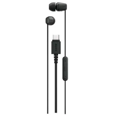 SONY Ier-EX15C Auricolari con Microfono in-Ear USB-C Controllo Chiamate e Volume/Musica Cavo Anti Groviglio Nero