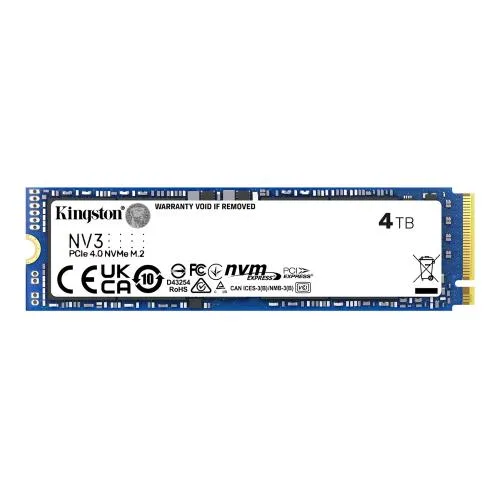 Kingston NV3 SSD 4 TB INTERNO M.2 2280 PCIe 4.0 x4 (NVMe) - Lettura: 6000 MB/s- Scrittura: 5000 MB/s