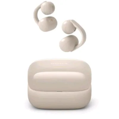 SONY Linkbuds Clip Auricolari Wireless a Conduzione Ossea Open-Ear Bluetooth 5.3 Controllo Chiamate e Volume/Musica Noise Canceling Assistente Vocale IPX4 Beige