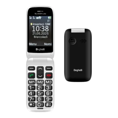 Beghelli Salvalavita Phone SLV20 Lite Dual SIM 2.8" Clamshell Tasti Grandi Retroilluminati 3 Tasti Chiamata Diretta Volume Potenziato Tasto Sos Argento/Nero Opaco