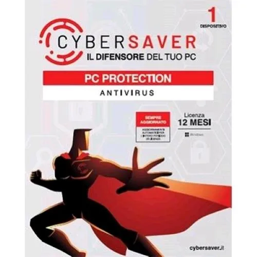 Cybersaver PC Protection - Antivirus 1 Dispositivo Sempre Aggiornato Licenza 12 Mesi Box