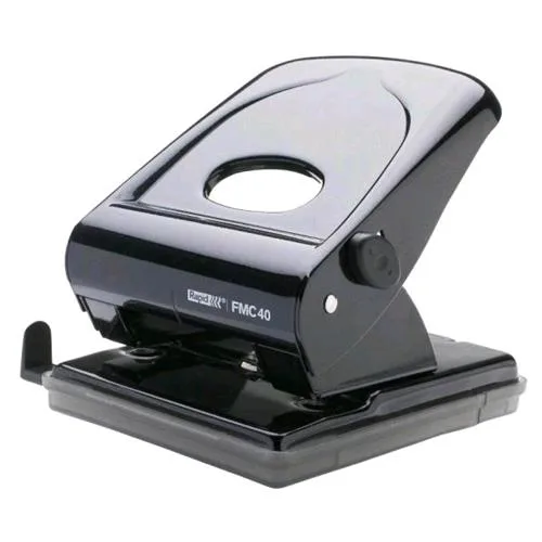Rapid FMC40 Perforatore 2 Fori in Acciaio Capacita' Foratura 40 Fogli Fori 5.5 mm Col. Nero