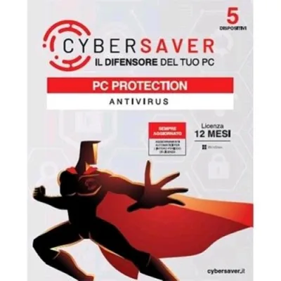 Cybersaver PC Protection - Antivirus 5 Dispositivi Sempre Aggiornato Licenza 12 Mesi Box