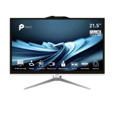 Msi Pro AP222T 14MA-614EU All in One 21.5" Full HD Touch Screen-i3-14100 RAM 8GB-SSD 512GB NVMe-Iris Xe Graphics-Web Cam 5MPX-Wi-Fi 6 + Gigabit LAN-Tastiera e Mouse-Win 11 Home Bianco (9S6-AC0152-614)