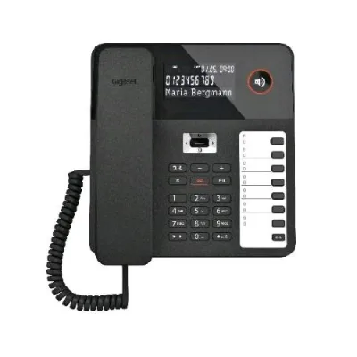 Gigaset Desk 800 Telefono da Tavolo con Ampio Display Retoilluminato Segreteria Telefonica 7 x 2 Tasti Programmabili Presa Cuffie Nero
