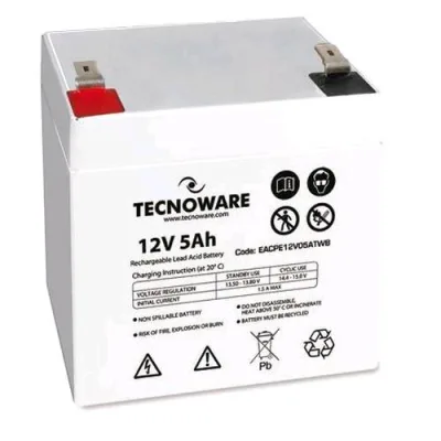 Tecnoware EACPE12V05ATWB Batteria per UPS Antifurti 12V 5.0AH 90X70X102+5 Ermetica al Piombo Bianca