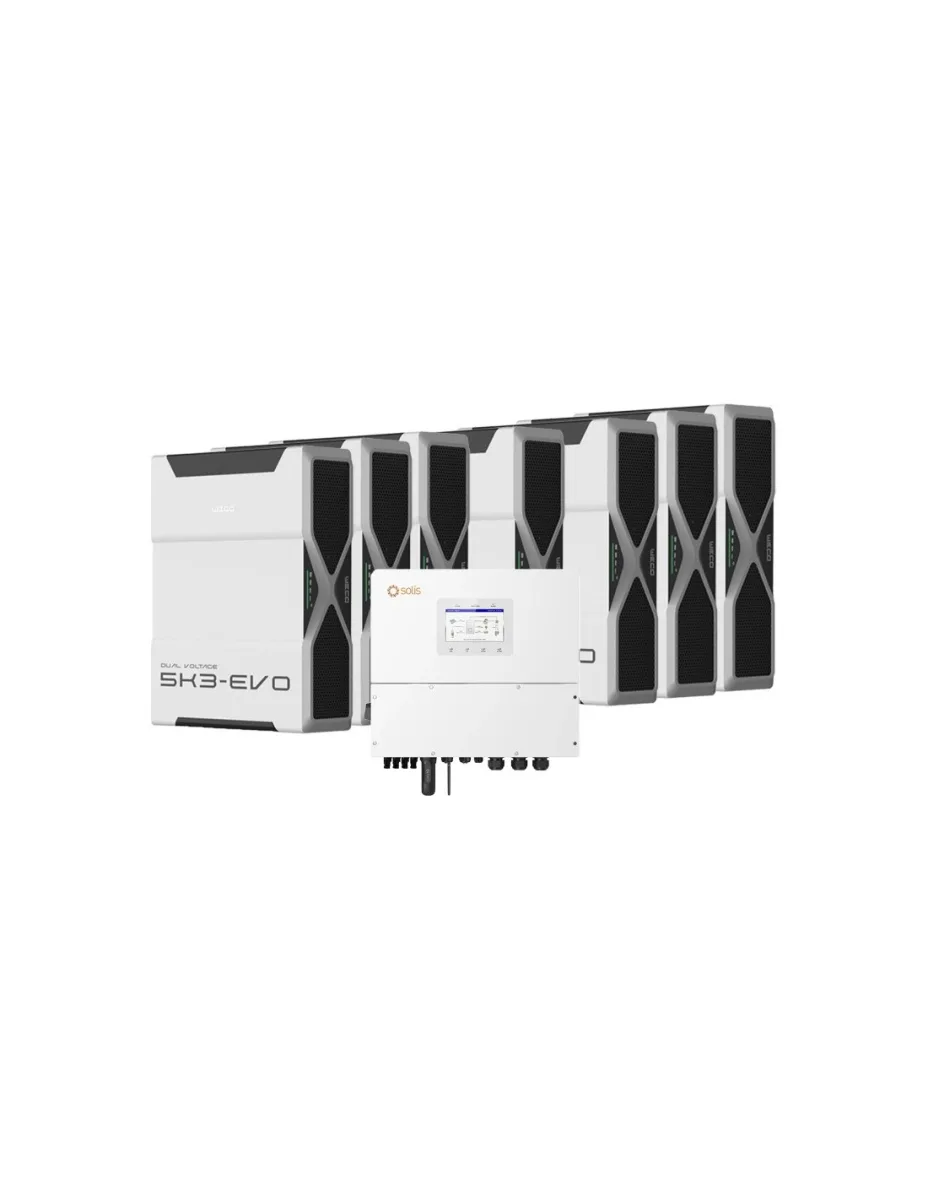 Sistema di accumulo trifase inverter 20kW Solis batteria al litio 36.54kWh Weco EVO 5k3