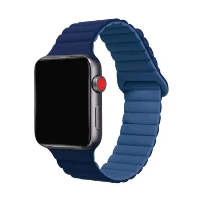 Celly Apple Watch Band 42/44/45mm Cinturino per Apple Watch in Silicone Sagomato con Aggancio Magnetico Blu