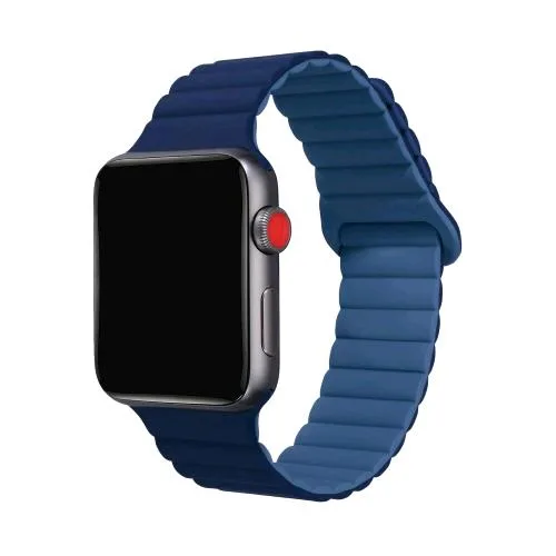 Celly Apple Watch Band 42/44/45mm Cinturino per Apple Watch in Silicone Sagomato con Aggancio Magnetico Blu