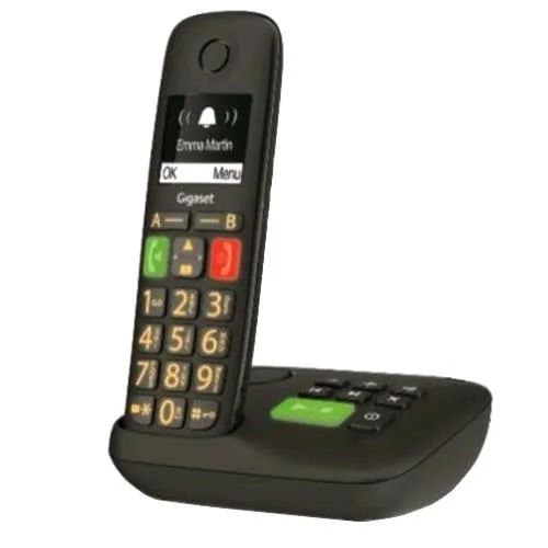 Gigaset E290A Cordless DECT Senior con Segreteria Telefonica Black