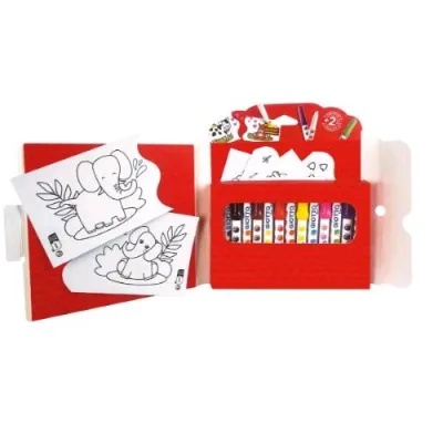 Kit Creativo Giotto Bebe' MY First Colouring Play Set con 14 Pennarelli e 10 Schede da Colorare a Tema Animali Colori Assortiti