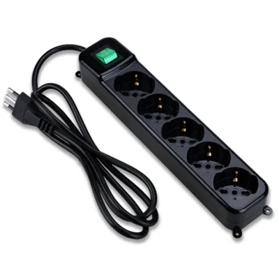 PRESA MULTIPLA TECNOWARE 5 SCHUKO INTERRUTTORE NERA