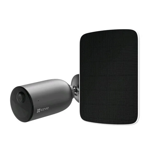 Kit Ezviz EB3 + Pannello Solare Telecamera di Sicruezza da Esterno a Batterie 2K IP65 Wi-Fi Visione Notturna Difesa Attiva Sensore Movimento ai Custom Vocal Alert + Pannello Solare USB-C per Ricarica