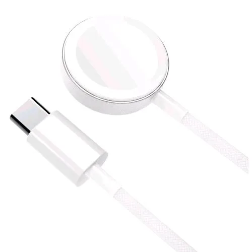 Celly Apple Watch Charger USB-C Caricabatterie Wirless Compatibile con Tutti I Modelli di Apple Watch 2.5 W Cavo Intrecciato 1 m Bianco