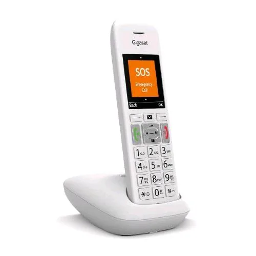 Gigaset E390 Cordless DECT Tasti Grandi Vivavoce Tasto Sos Bianco