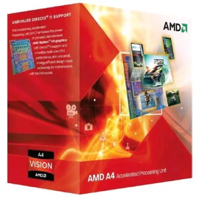 Amd Apu A4-3400 Processore Dual Core 2.7GHz Socket FM1 TDP 65W Grafica Integrata Radeon HD 6410D Boxato