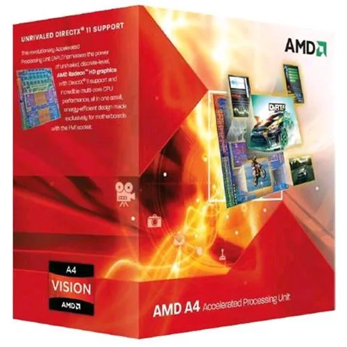 Amd Apu A4-3400 Processore Dual Core 2.7GHz Socket FM1 TDP 65W Grafica Integrata Radeon HD 6410D Boxato