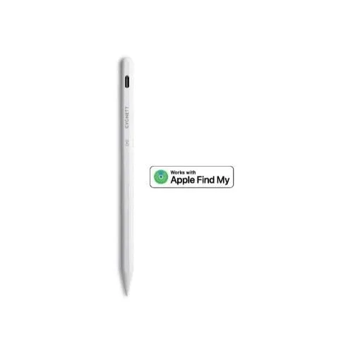 Cygnett Apple iPAD Findpen Active Pencil Pennino con Apple Find MY Integrato 1 Punta di Ricambio Cavo USB Bianco