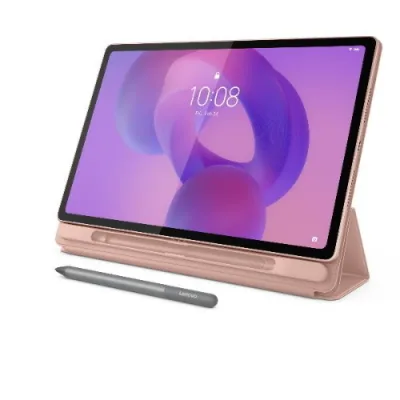 Lenovo Idea Tab Plus Folio Case Custodia in Pliuretano Attacco Magnetico a Scatto Porta Pen Integrato Rosa