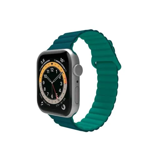 Celly Apple Watch Cinturino in Silicone Sagomato con Aggancio Magnetico e Fibbia Compatibile con Apple Watch 42/44/45 mm Verde