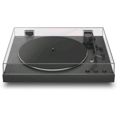 SONY PS-LX3BT Giradischi Wireless Bluetooth con Riproduzione Automatica Audio Hi-Res Wireless, Trasmissione a Cinghia, Preamplificatore Phono, Funzionamento a 2 Velocita' Coperchio Antipolvere Nero