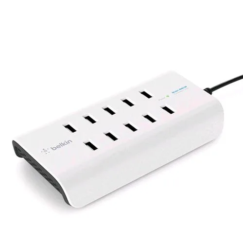 Belkin B2B139VF Caricabatteria a 10 Porte USB-A da 2.4A Ricarica Rapida Protezione Dalle Sovracorrenti Integrata Bianco