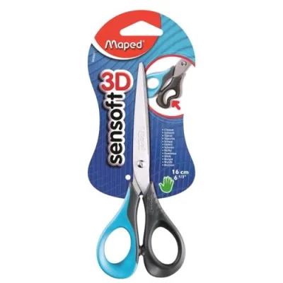 Maped Forbice Sensoft Lame in Acciaio 16 cm Impugnatura Flessibile Colori Assortiti