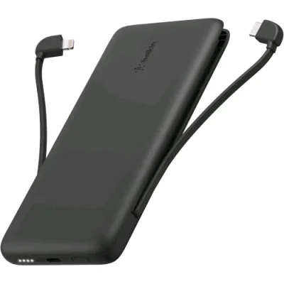 Belkin Boostcharge Plus Powerbank 10.000mAh Porta di Ricarica USB-C Cavo Lightning (Mfi) ed USB-C Integrati Nero