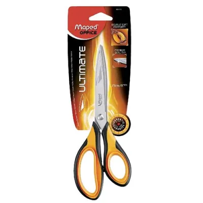 Maped Forbice Ultimate Lame Acciaio 21 cm Asimetrica Impugnatura Morbida Colore Black Yellow