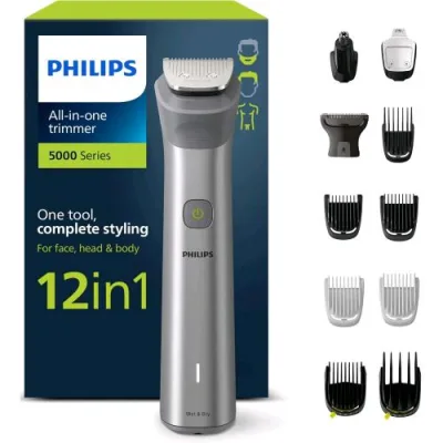 Philips Series 5000 All in One Trimmer MG5950/15 Rasoio Elettrico Rifinitore di Precisione 12 in 1 Viso Testa Corpo
