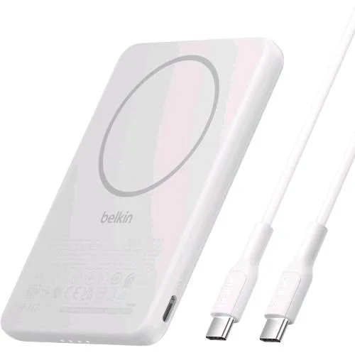 Belkin Boostcharge Slim Powerbank 5.000mAh Ricarica Magnetica 7.5W Bianco
