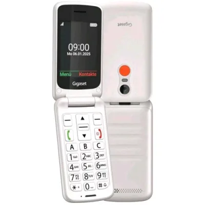 Gigaset GL595 Flip Dual SIM 2.8" Clamshell Telefono per Anziani Tasti e Caratteri Grandi Tasto Sos Resistene All'acqua Bianco
