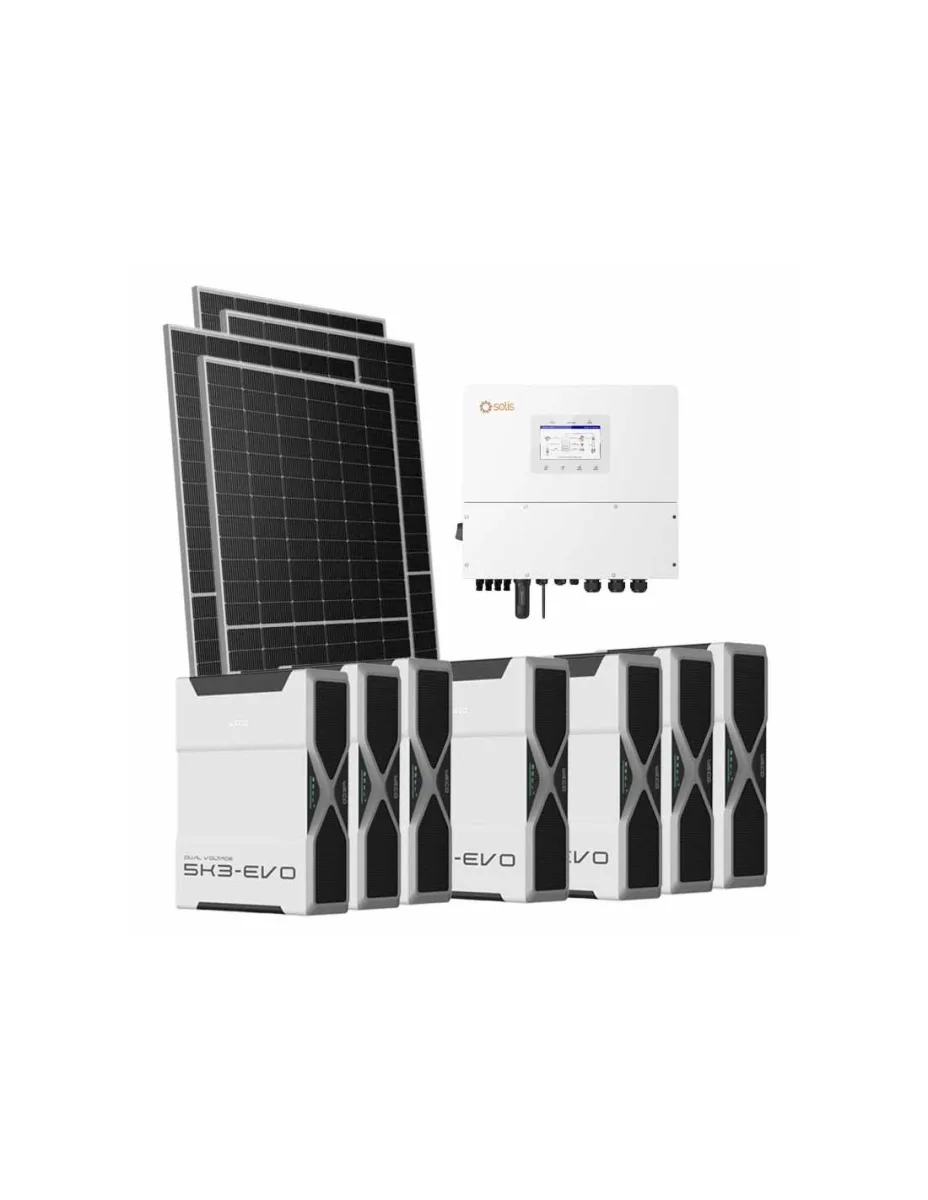 Kit fotovoltaico trifase 20230W inverter 20kW Solis batteria al litio 36.54kWh Weco EVO 5k3