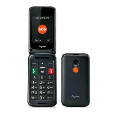 Gigaset GL595 Flip Dual SIM 2.8" Clamshell Telefono per Anziani Tasti e Caratteri Grandi Tasto Sos Resistene All'acqua Nero