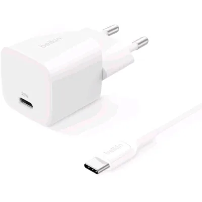 Belkin Caricabatterie da Rete 25W PD USB-C + Cavo USB-C Maschio/Maschio Bianco