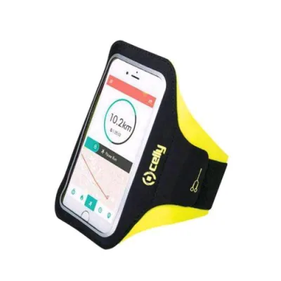 Celly Armband Up Fascia da Braccio Regolabile Universale per Smartphone fino a 6.5'' Nero Giallo