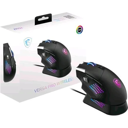 Msi Versa Pro Wireless + Mouse Dock Pro Mouse Gaming Dock di Ricarica Sensore Ottico da 26.000 DPI Polling Rate 1000Hz