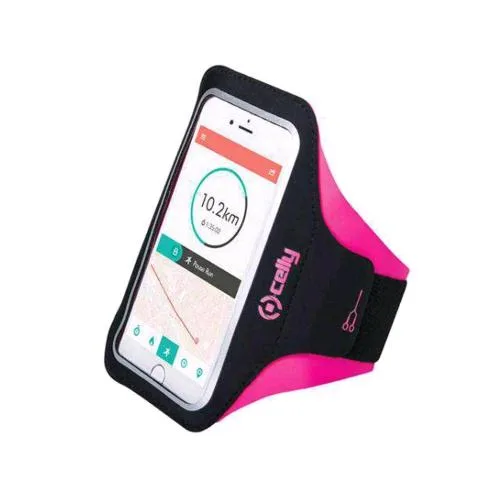 Celly Armband Up Fascia da Braccio Regolabile Universale per Smartphone fino a 6.5'' Nero Rosa