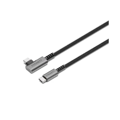 Cygnett Cavo Angolato Intrecciato USB-C 3.1 da USB-C Maschio USB-C Maschio Ad Angolo Retto Supporta Ricarica fino a 240 W 1 m Nero