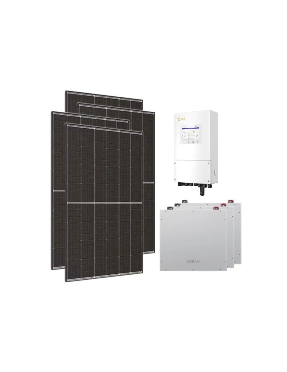 Kit fotovoltaico monofase 5460W inverter 5kW Solis accumulo litio 15.36kWh Dyness DL5.0C