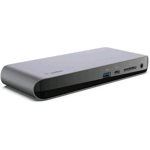 Belkin Dock Thunderbolt 3 Pro con Cavo Thunderbolt 3 da 0.8 M (Compatibile con Macos e Windows Doppio Monitor 4K HD Trasferimento Dati fino a 40 Gbps USB PD 85 W Power e Lettore di Schede SD)