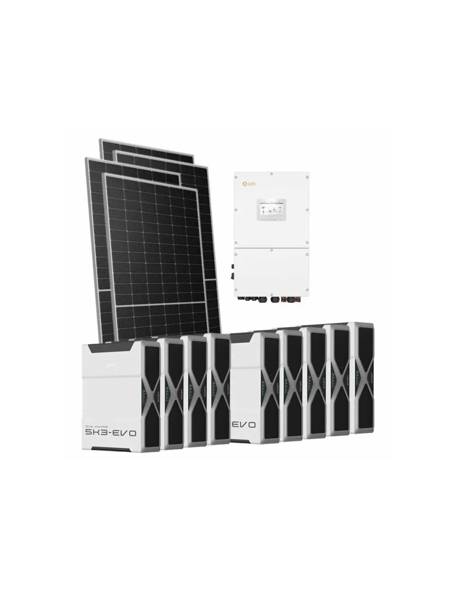 Kit fotovoltaico trifase 51170W inverter 50kW Solis batteria al litio 46.98kWh Weco EVO 5k3